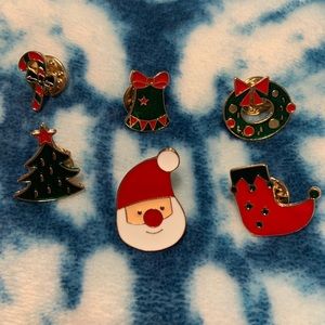 Christmas holiday enamel brooch pin set